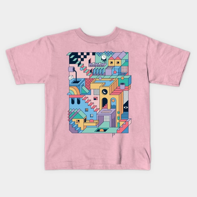 80s Escher Kids T-Shirt by Thepapercrane